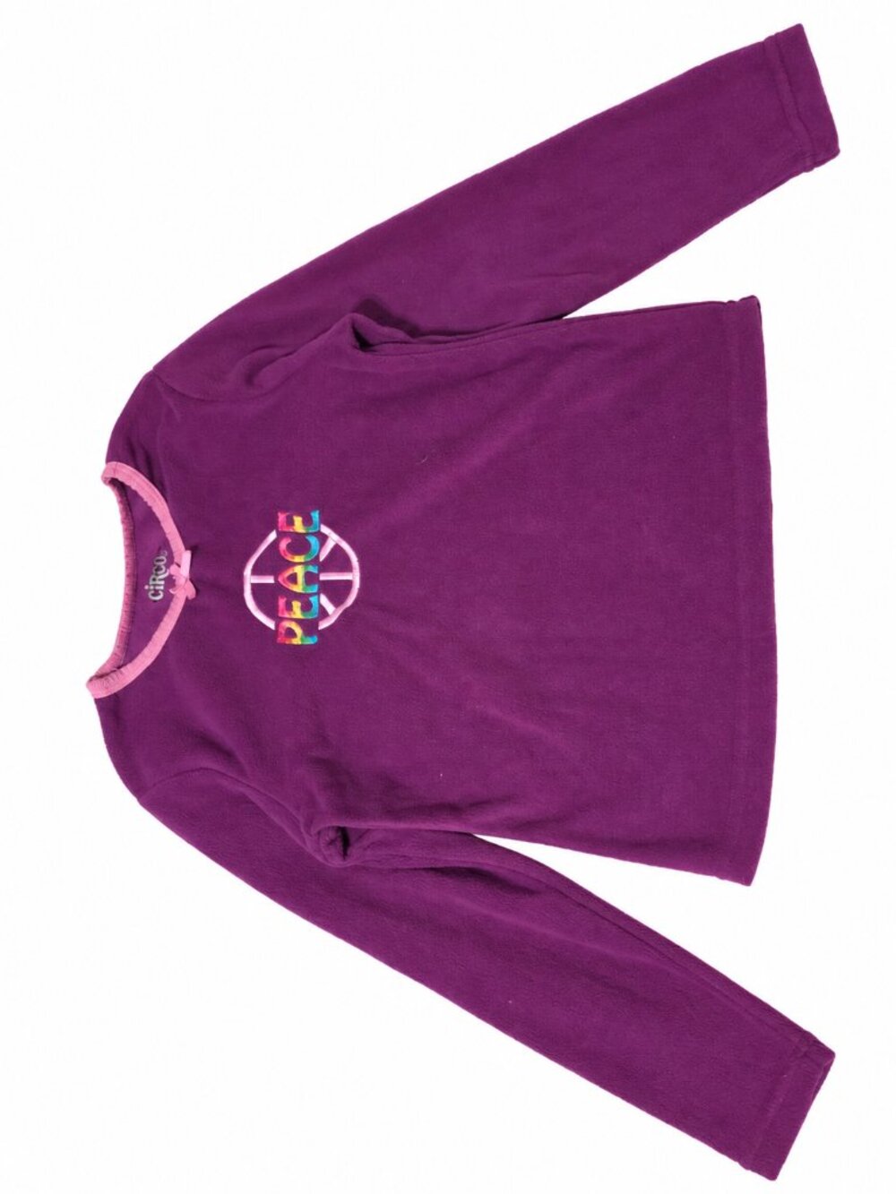 Circo Girls Peace Fleece Pajama Top Purple Size M Flame Resistant